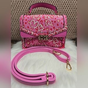 Aldo Pink, White & Red Heart Xoxo Handbag 🩷❤️🤍